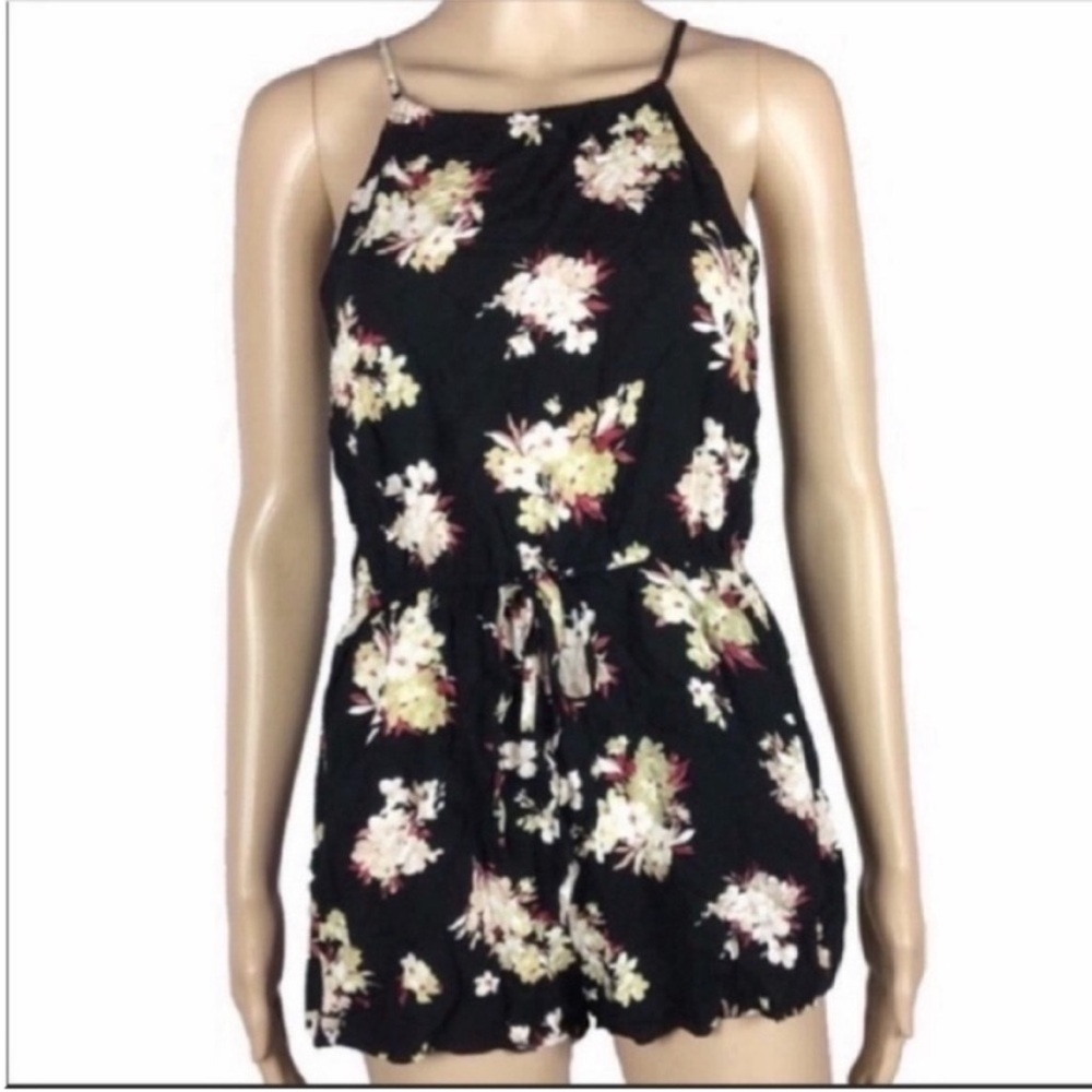 Floral Black Romper